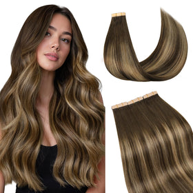 GOO GOO Tape in Hair Extensions 4/27/4 Balayage front view