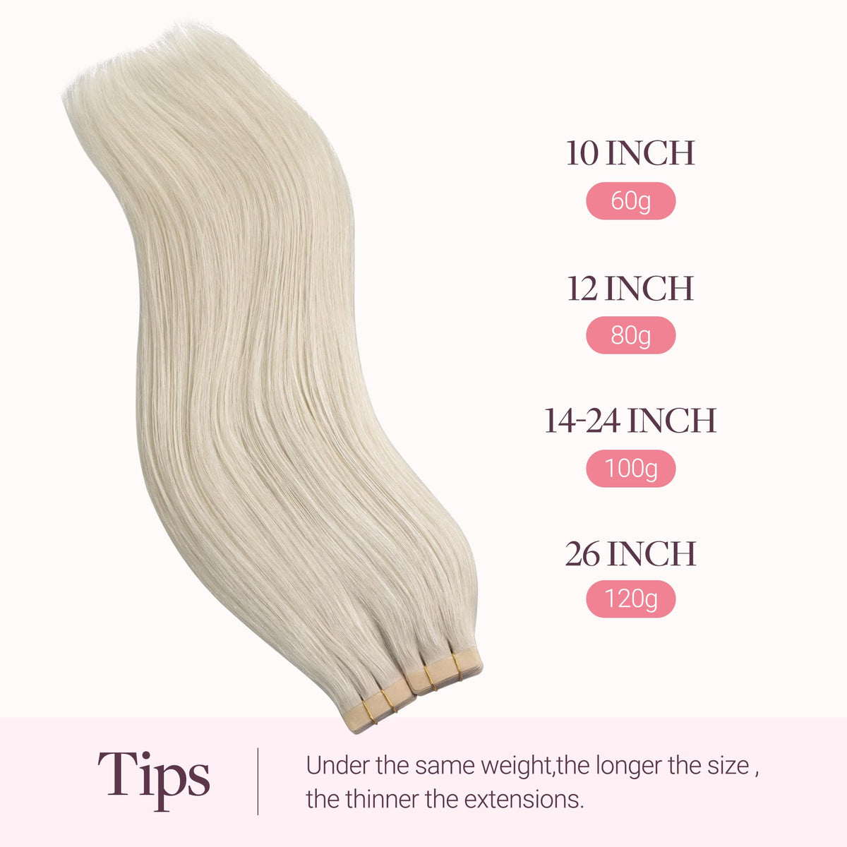 GOO GOO Tape in Hair Extensions 60A Platinum Blonde close-up of hair texture