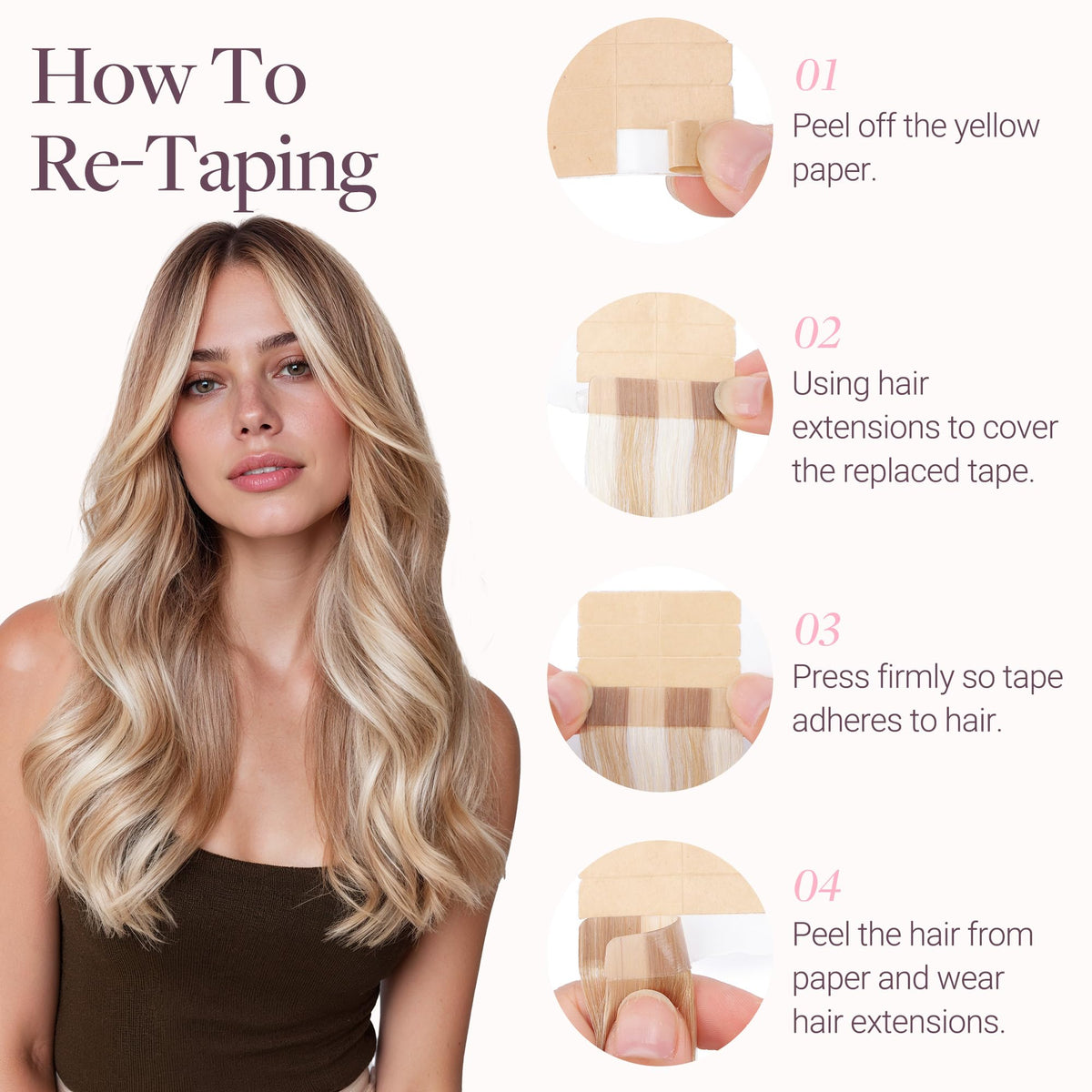 GOO GOO Tape in Hair Extensions 60A Platinum Blonde hair length comparison