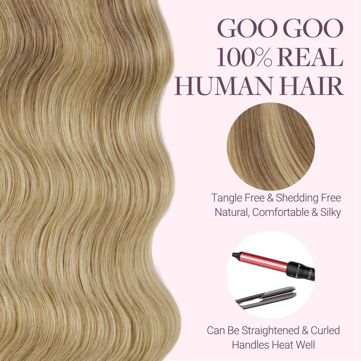 GOO GOO Tape in Hair Extensions Ash Beige Blonde Blend on model