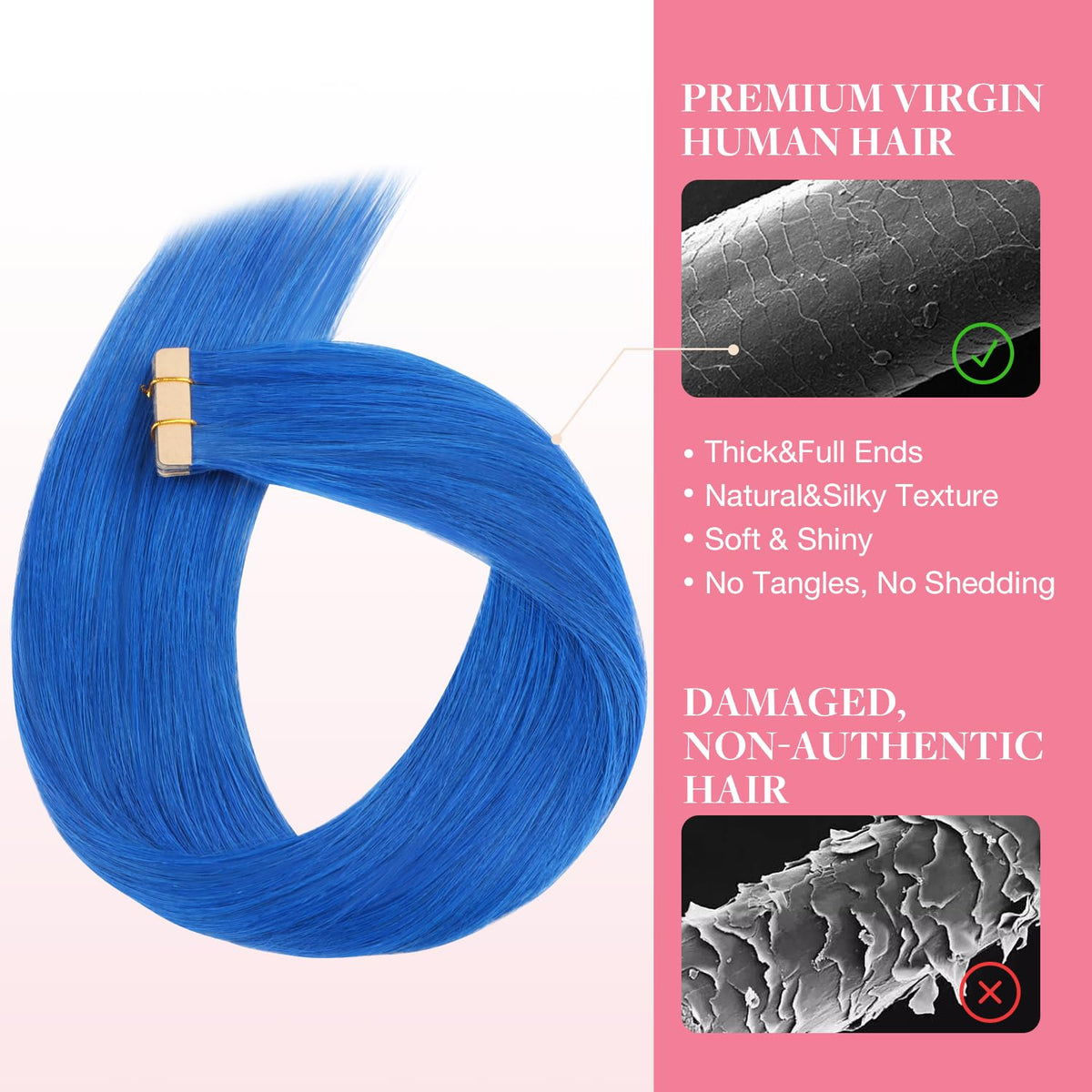 GOO GOO Tape in Hair Extensions Blue styled on model