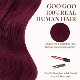 GOO GOO Tape in Hair Extensions Burgundy 10inch with styling tools