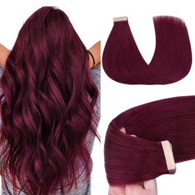 GOO GOO Tape in Hair Extensions Burgundy 22inch front view