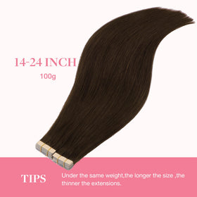 GOO GOO Tape in Hair Extensions Chocolate Brown close-up of hair texture