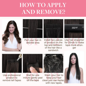 GOO GOO Tape in Hair Extensions Chocolate Brown displayed on a model