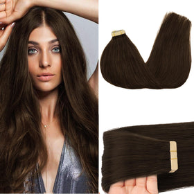 GOO GOO Tape in Hair Extensions Chocolate Brown front view