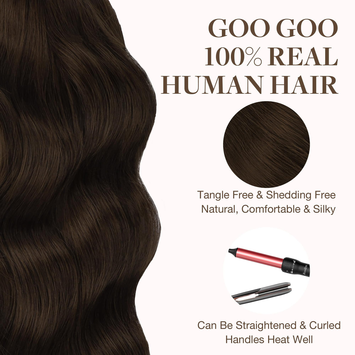 GOO GOO Tape in Hair Extensions Chocolate Brown in natural light
