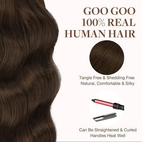 GOO GOO Tape in Hair Extensions Chocolate Brown on display