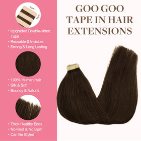 GOO GOO Tape in Hair Extensions Chocolate Brown packaging