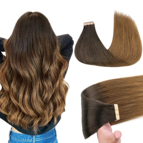 GOO GOO Tape in Hair Extensions Chocolate Dip Colour Melt front view
