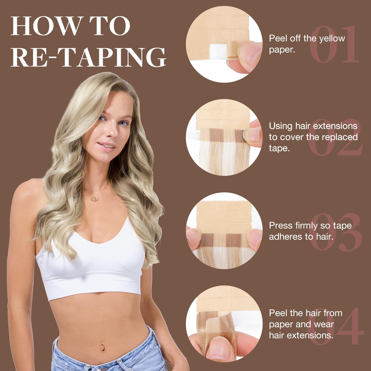 GOO GOO Tape in Hair Extensions close-up of the tape