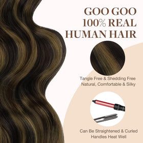 GOO GOO Tape in Hair Extensions close-up showing colour blend