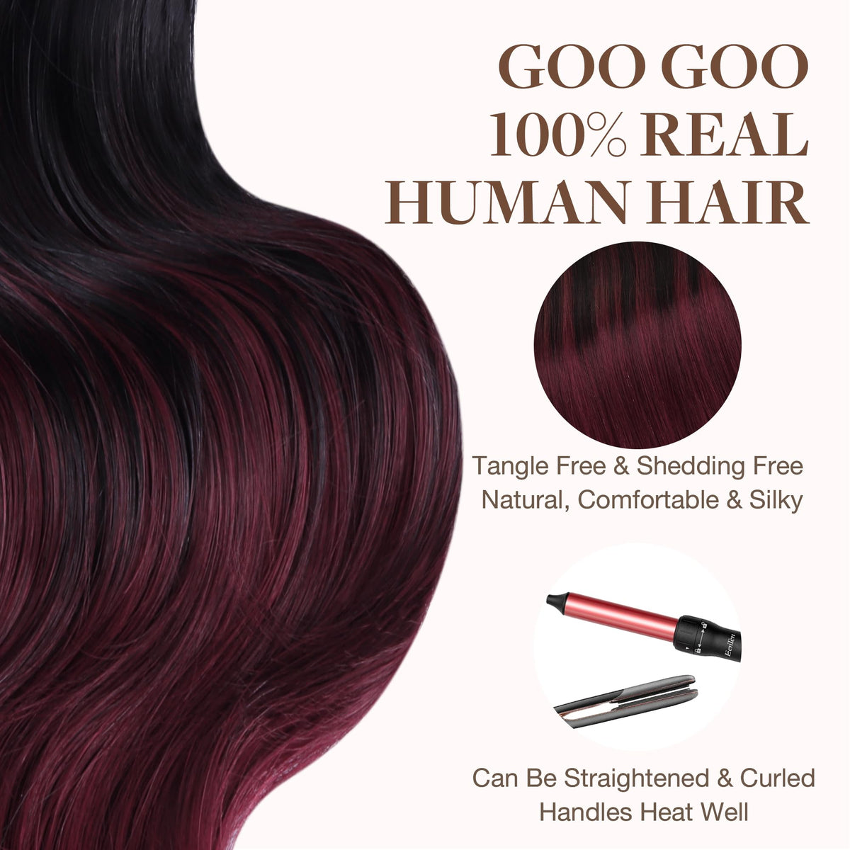 GOO GOO Tape in Hair Extensions close-up showing the tape