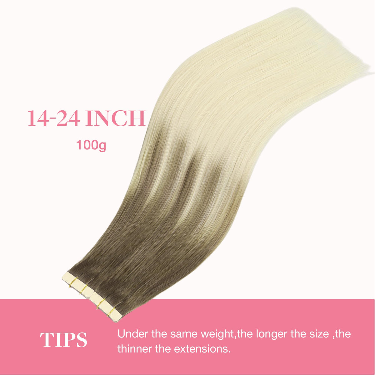 GOO GOO Tape in Hair Extensions comparison of lengths