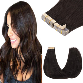 GOO GOO Tape in Hair Extensions dark brown 18inch front view
