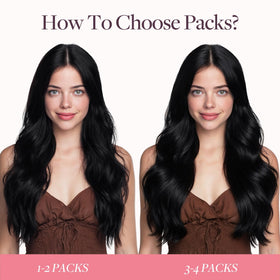 GOO GOO Tape in Hair Extensions dark brown colour comparison
