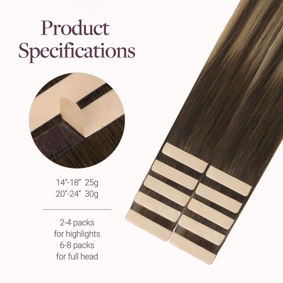 GOO GOO Tape in Hair Extensions displayed in different lengths