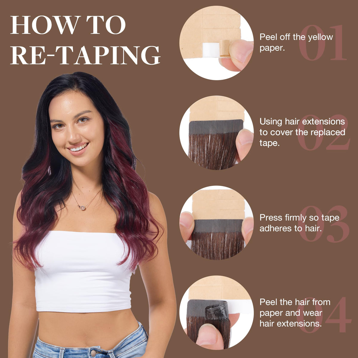 GOO GOO Tape In Hair Extensions displayed in various lengths