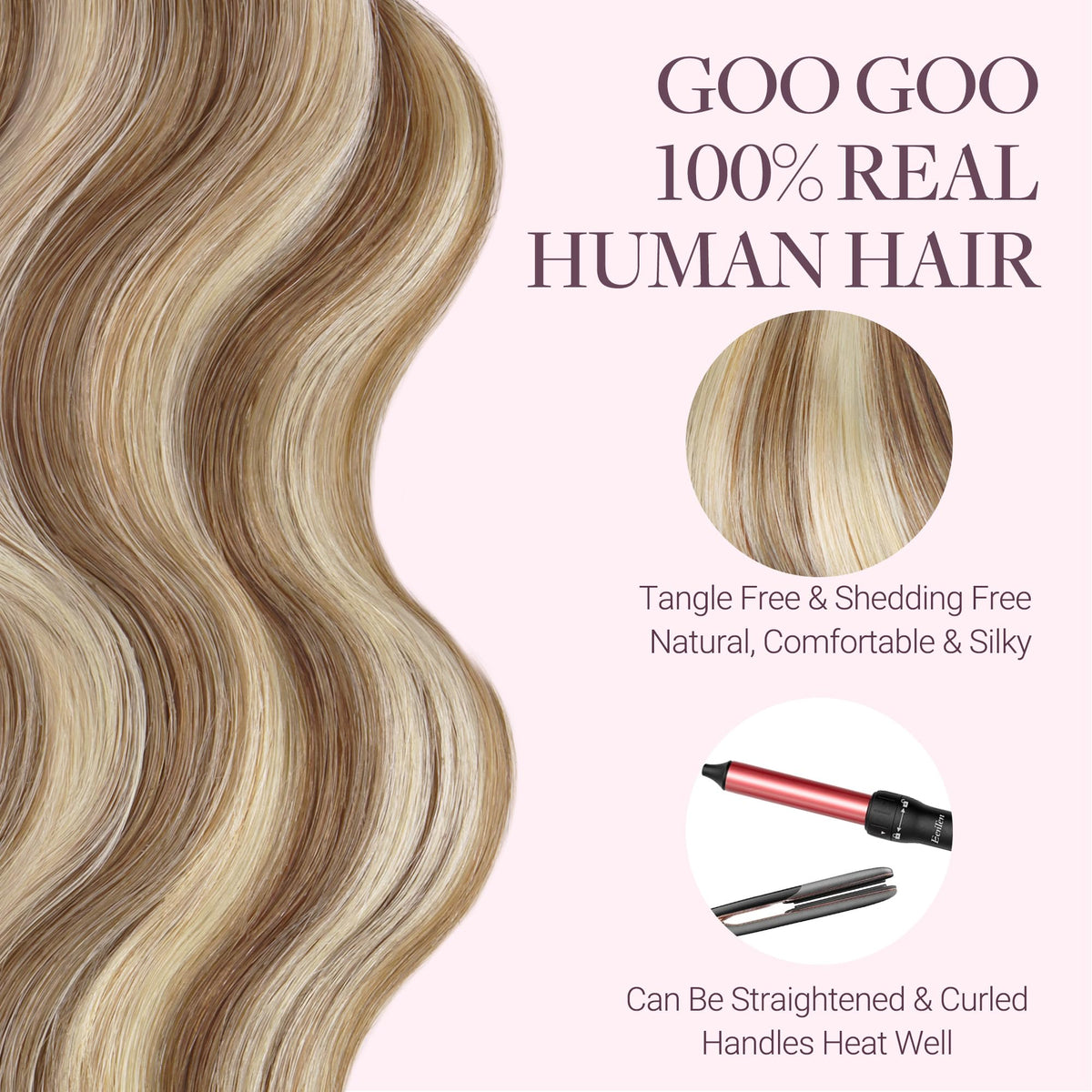 GOO GOO Tape in Hair Extensions displayed on a mannequin