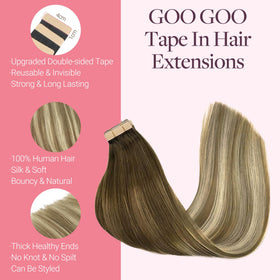 GOO GOO Tape in Hair Extensions displayed on a mannequin