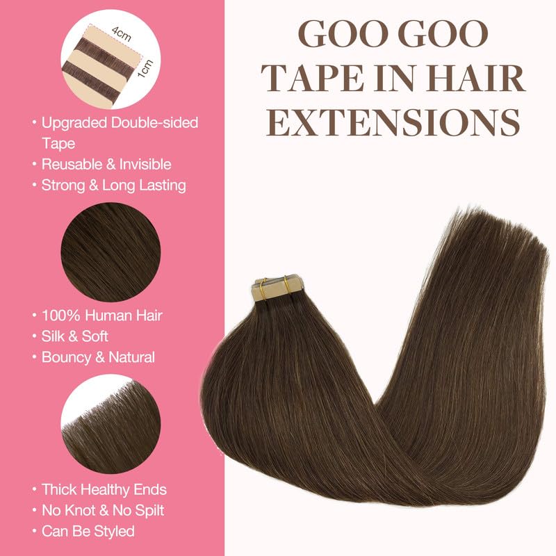 GOO GOO Tape in Hair Extensions displayed on a model