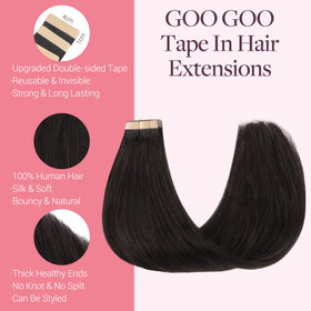 GOO GOO Tape in Hair Extensions displayed on a model
