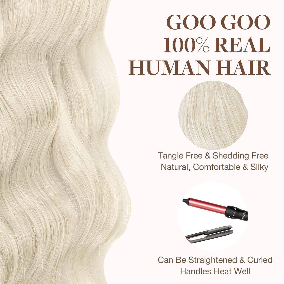GOO GOO Tape in Hair Extensions heat styling demonstration