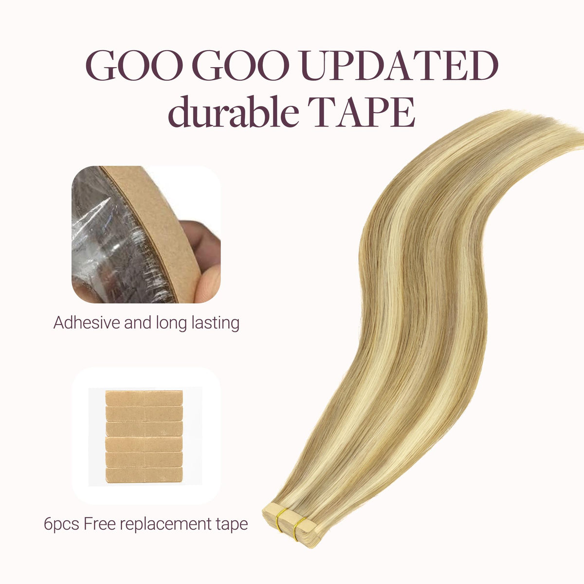 GOO GOO Tape in Hair Extensions in natural light