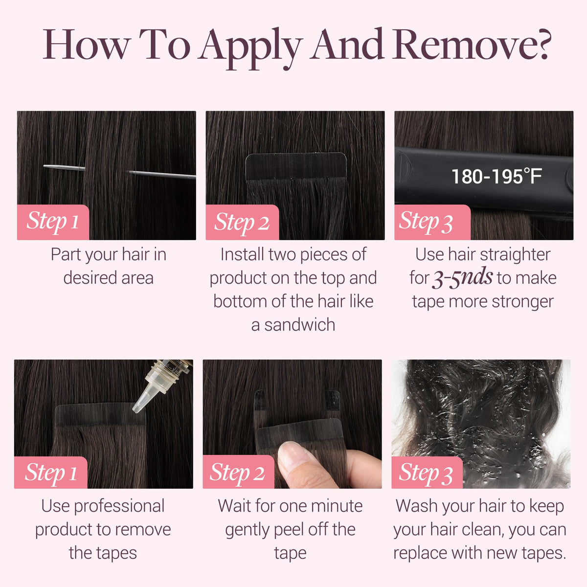 GOO GOO Tape in Hair Extensions in use on model