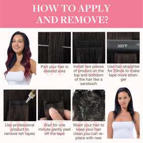 GOO GOO Tape in Hair Extensions installed on a model