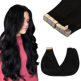 GOO GOO Tape in Hair Extensions jet black 20 inch front view