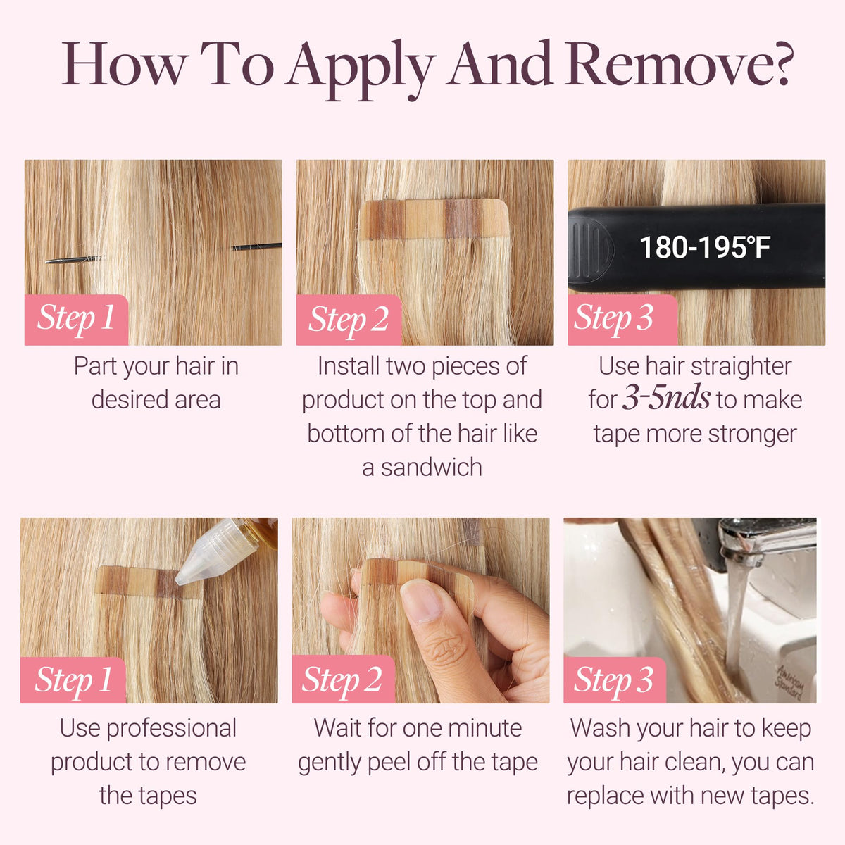 GOO GOO Tape in Hair Extensions laid flat for display