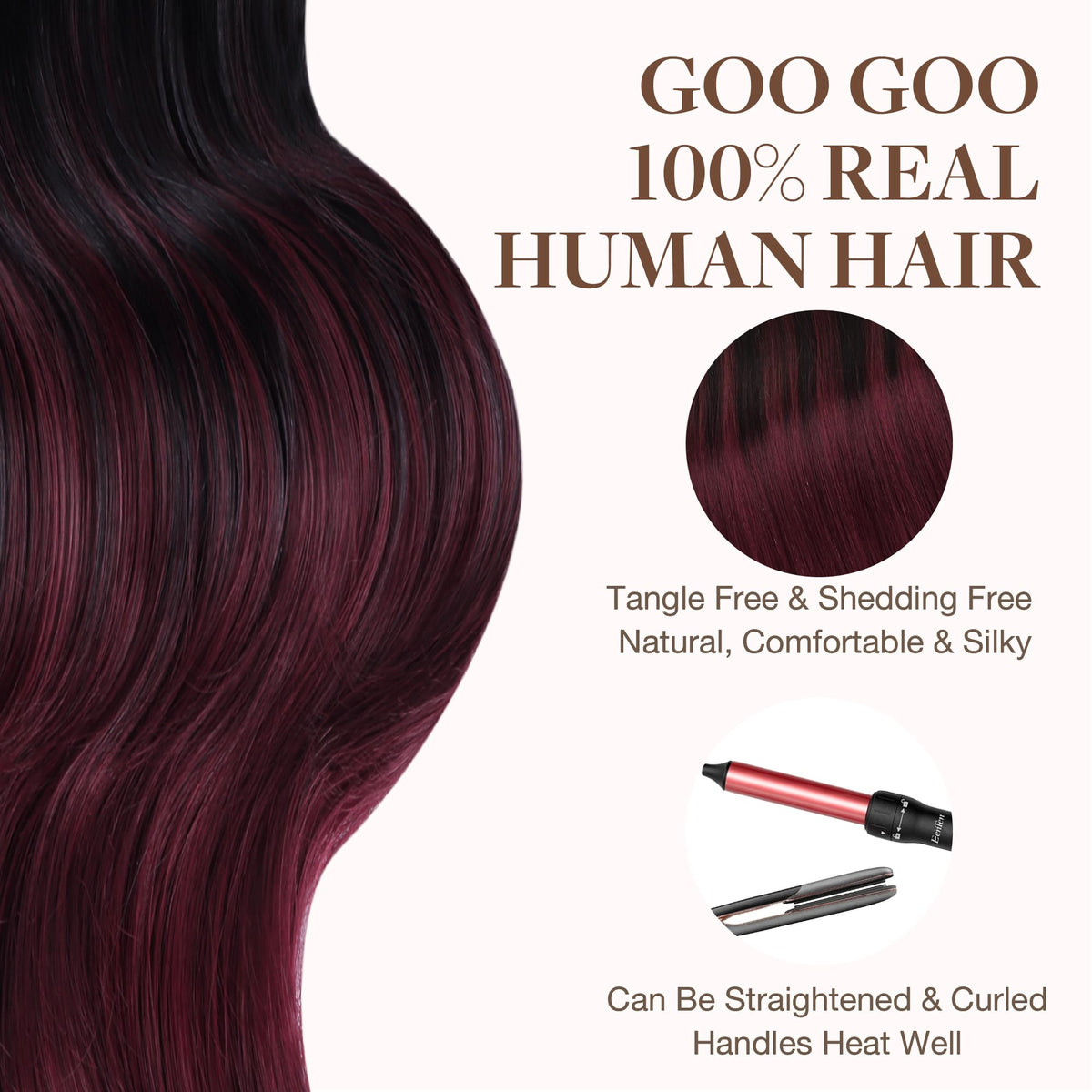 GOO GOO Tape In Hair Extensions laid flat to show thickness