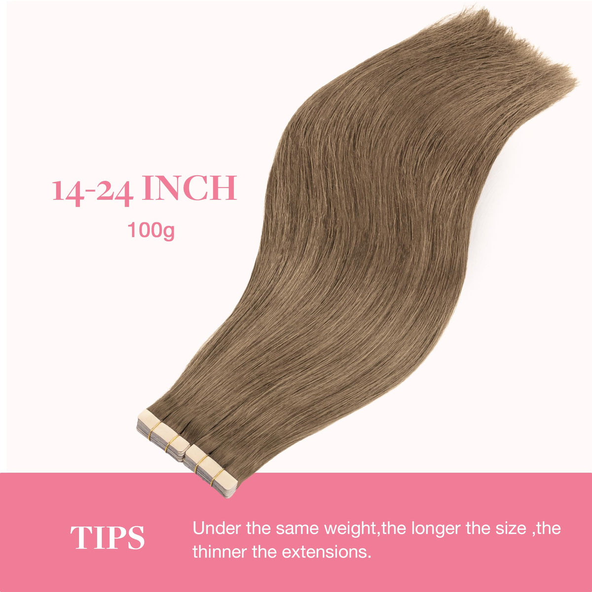 GOO GOO Tape in Hair Extensions Light Ash Brown in natural light