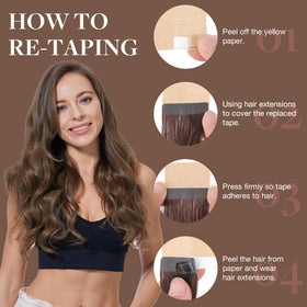 GOO GOO Tape in Hair Extensions Light Ash Brown side view