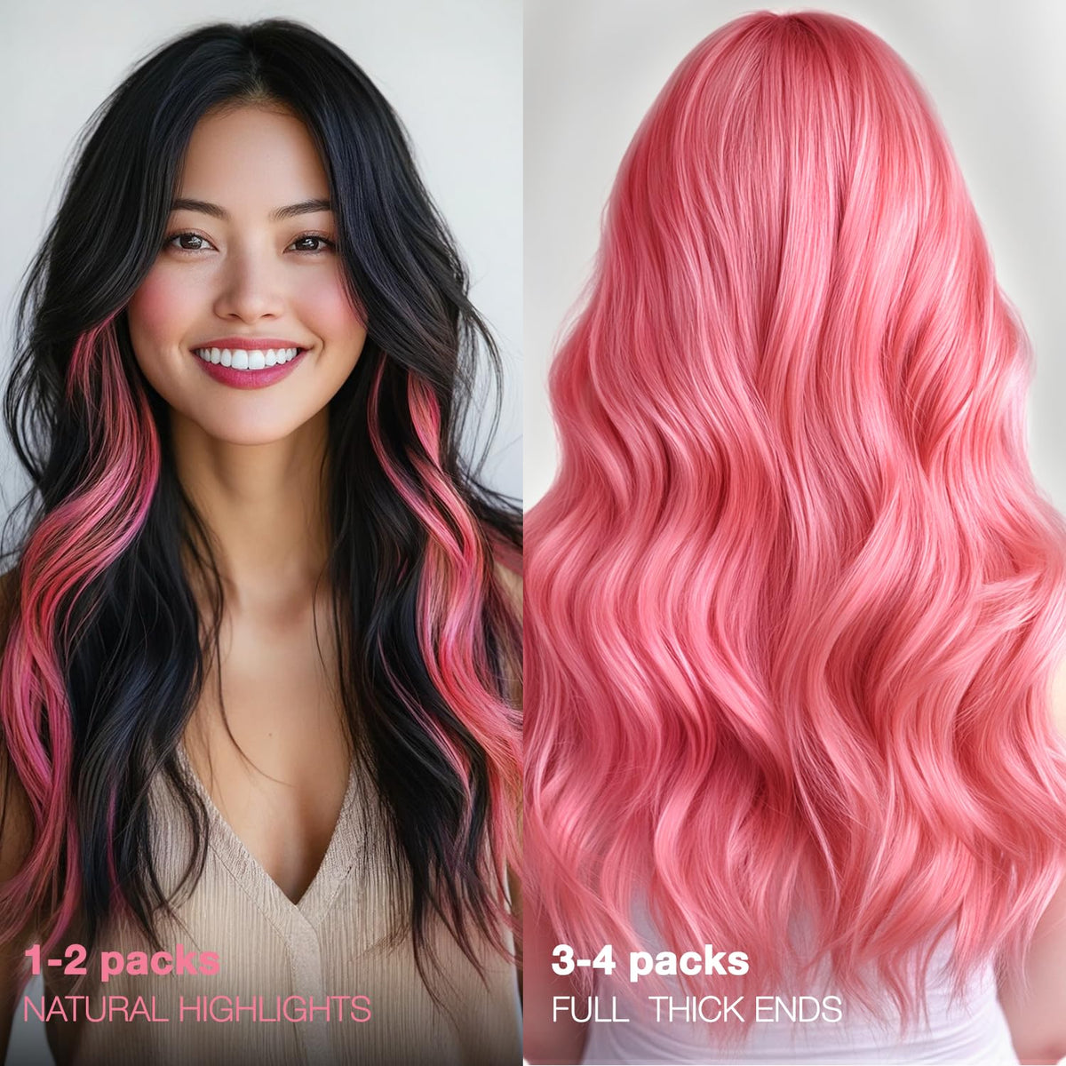 GOO GOO Tape in Hair Extensions Light Pink back view