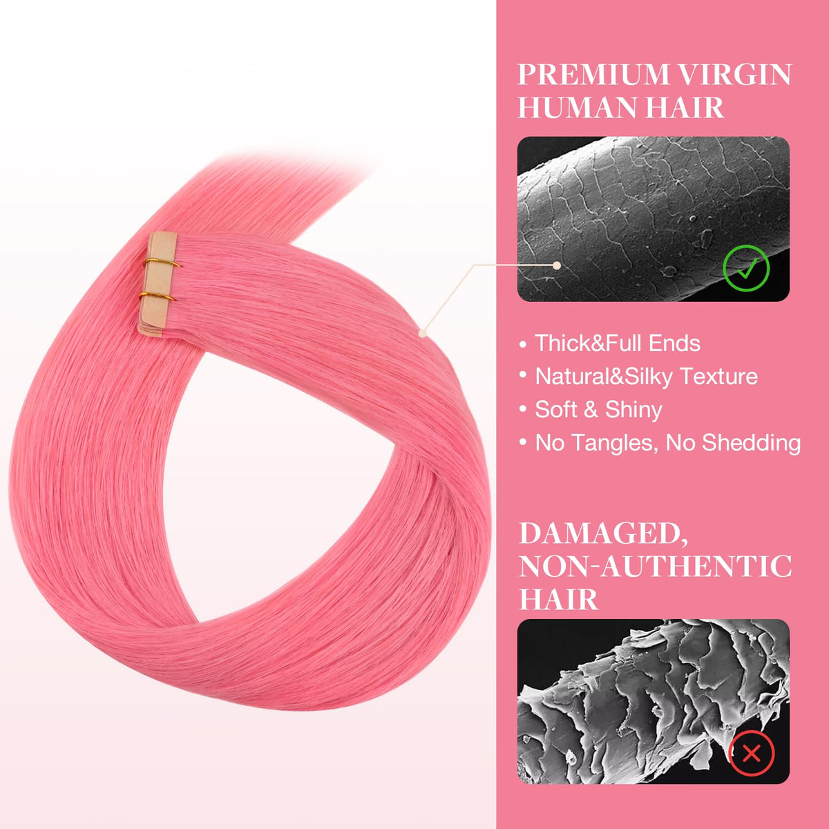 GOO GOO Tape in Hair Extensions Light Pink on model