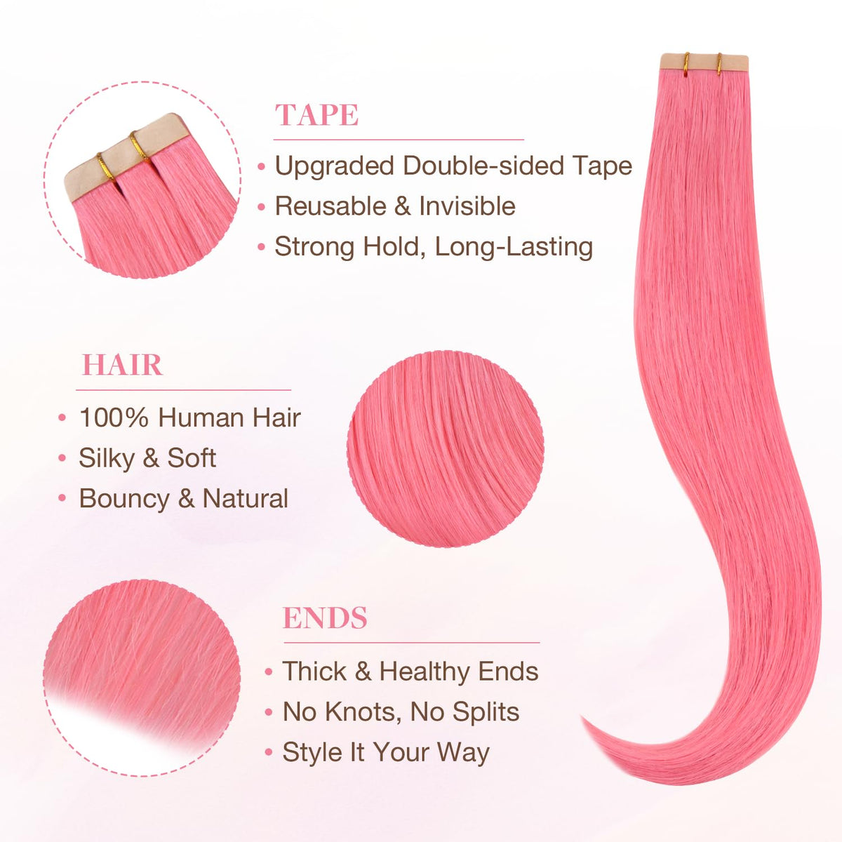 GOO GOO Tape in Hair Extensions Light Pink packaging