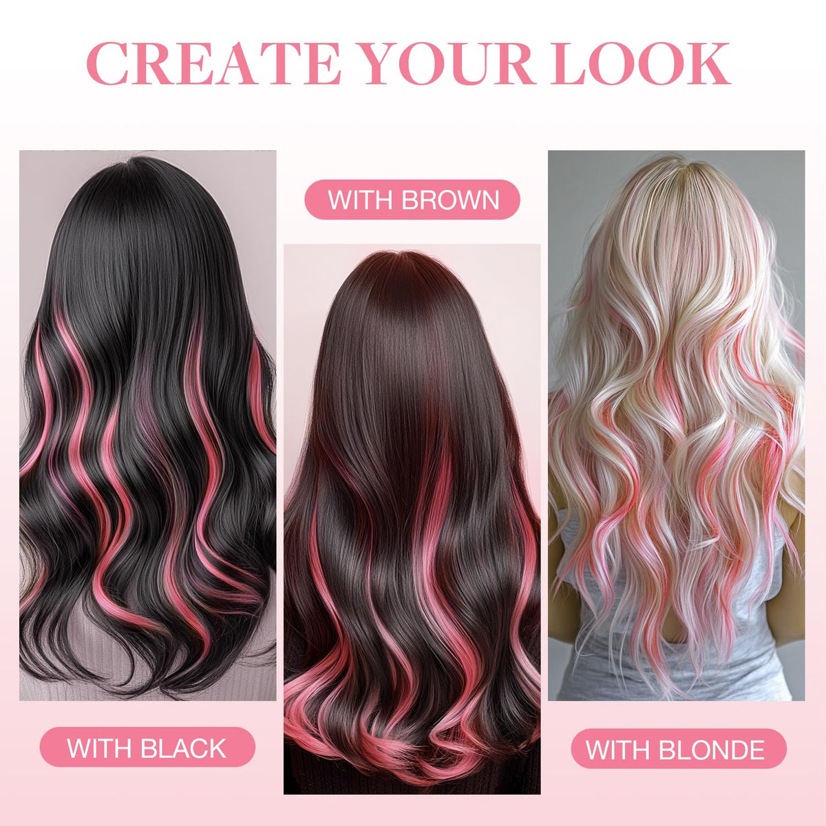 GOO GOO Tape in Hair Extensions Light Pink with styling tools