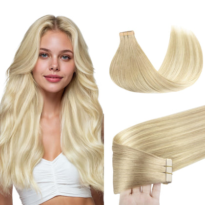 GOO GOO Tape in Hair Extensions Natural Blonde Balayage front view