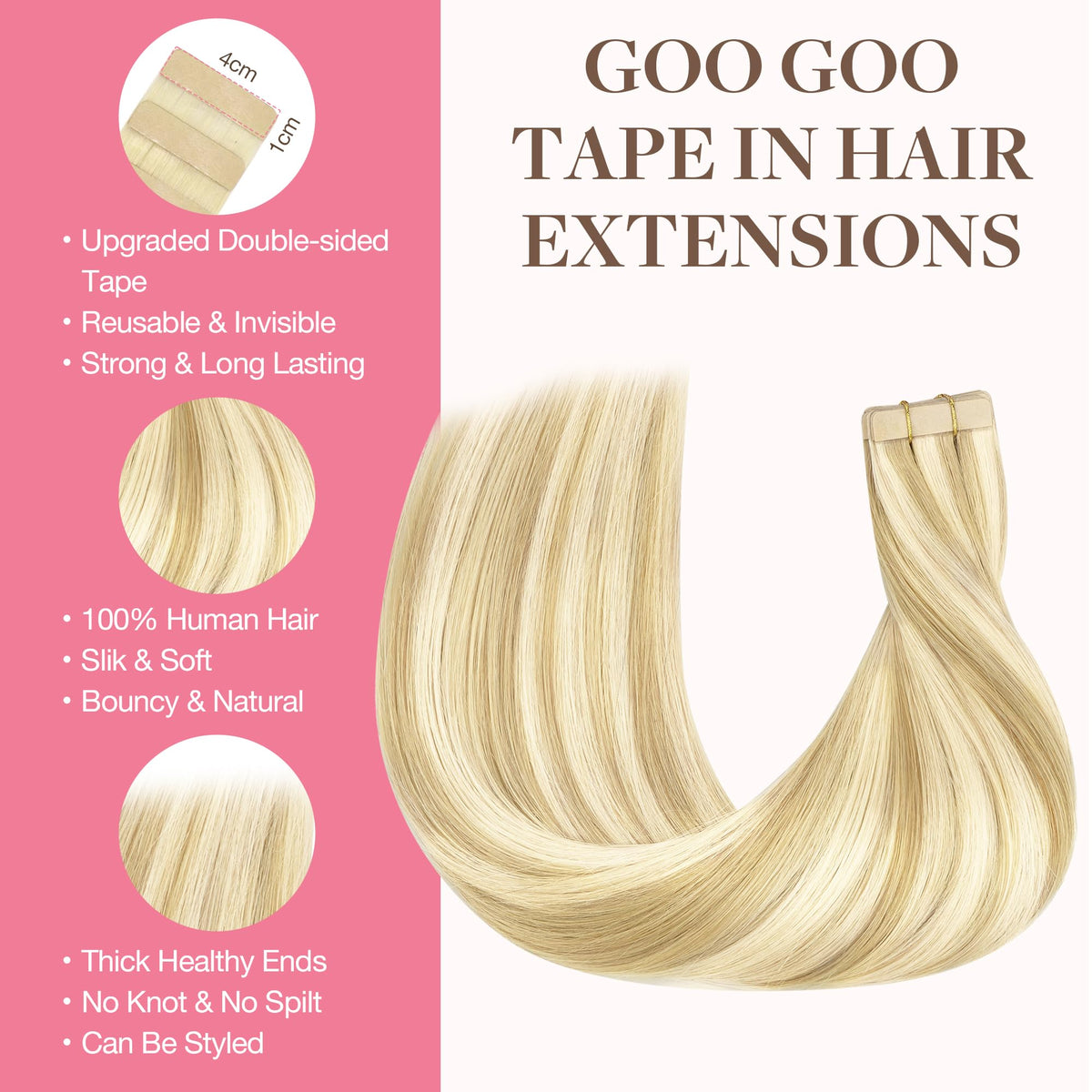GOO GOO Tape in Hair Extensions packaging and contents
