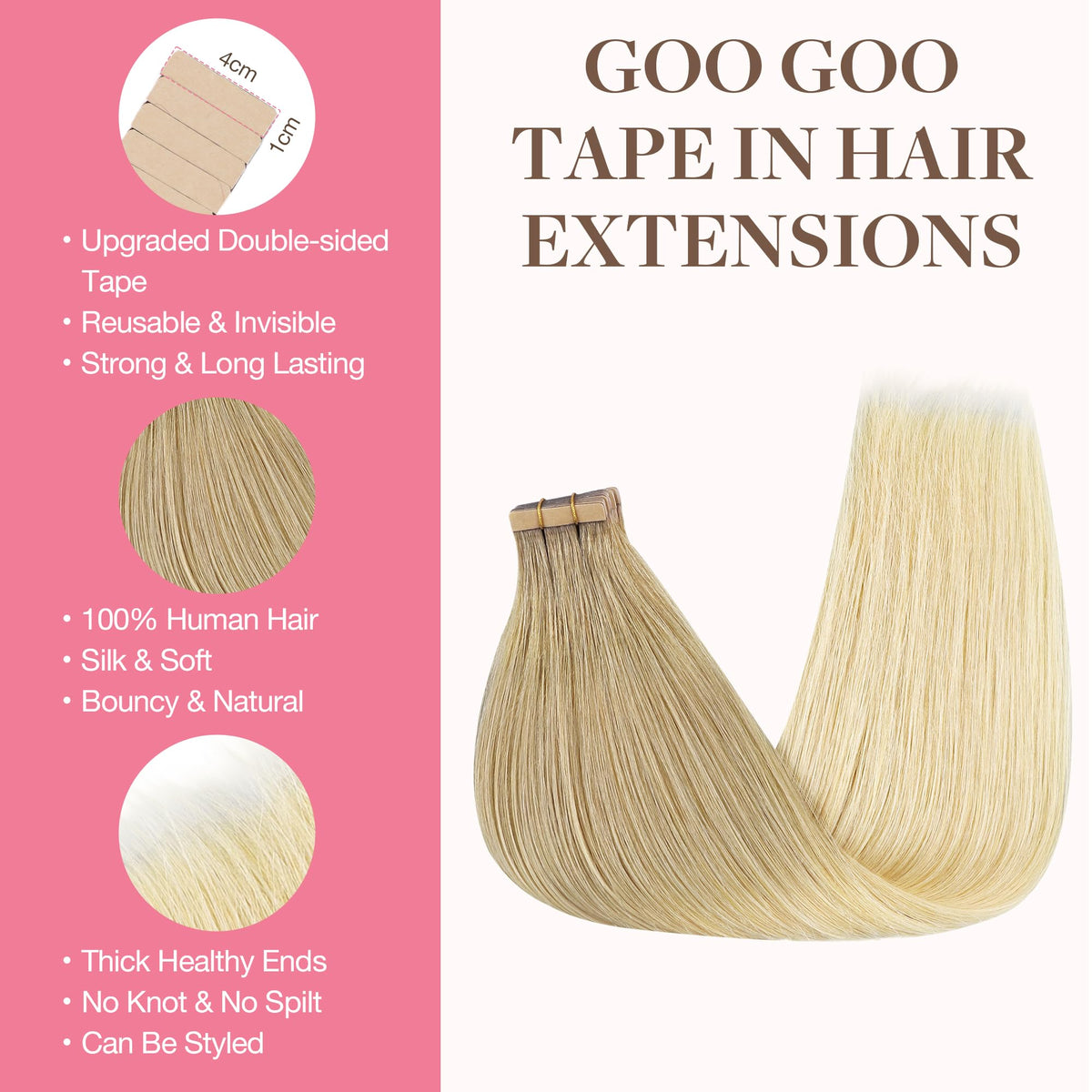 GOO GOO Tape in Hair Extensions packaging side view