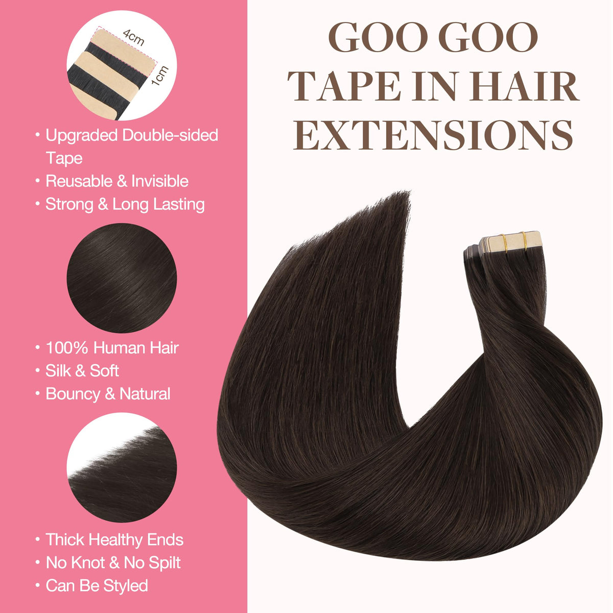 GOO GOO Tape in Hair Extensions packaging side view
