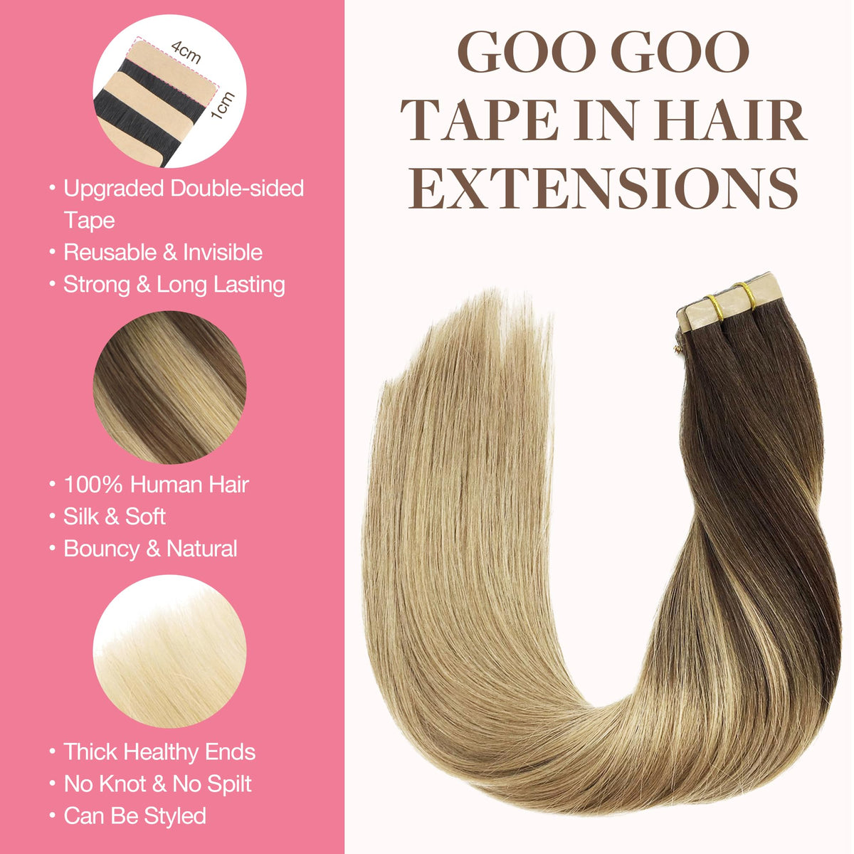GOO GOO Tape in Hair Extensions packaging side view