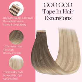 GOO GOO Tape in Hair Extensions packaging with 20 pieces