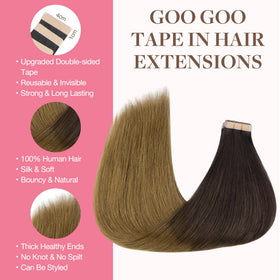 GOO GOO Tape in Hair Extensions packaging with 20 pieces