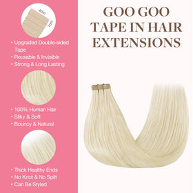GOO GOO Tape in Hair Extensions packaging with 20 pieces