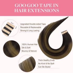GOO GOO Tape in Hair Extensions packaging with 40 pieces