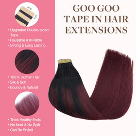 GOO GOO Tape In Hair Extensions packaging with 40 pieces
