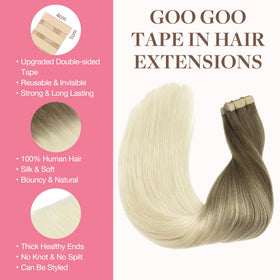 GOO GOO Tape in Hair Extensions packaging with 40 pieces